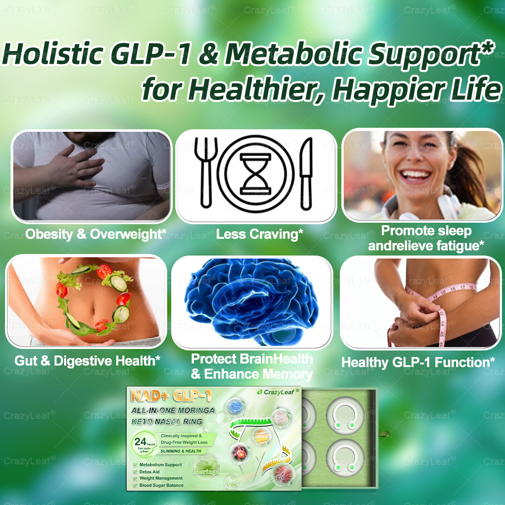 When used together with CrazyLeaf® GLP-1 𝑵𝒂𝒔𝒂𝒍 𝑹𝒊𝒏𝒈, the effect is boosted by up to 2 times! Purchase now and enjoy a limited-time 50% special discount, helping you achieve your weight loss and health goals faster!
