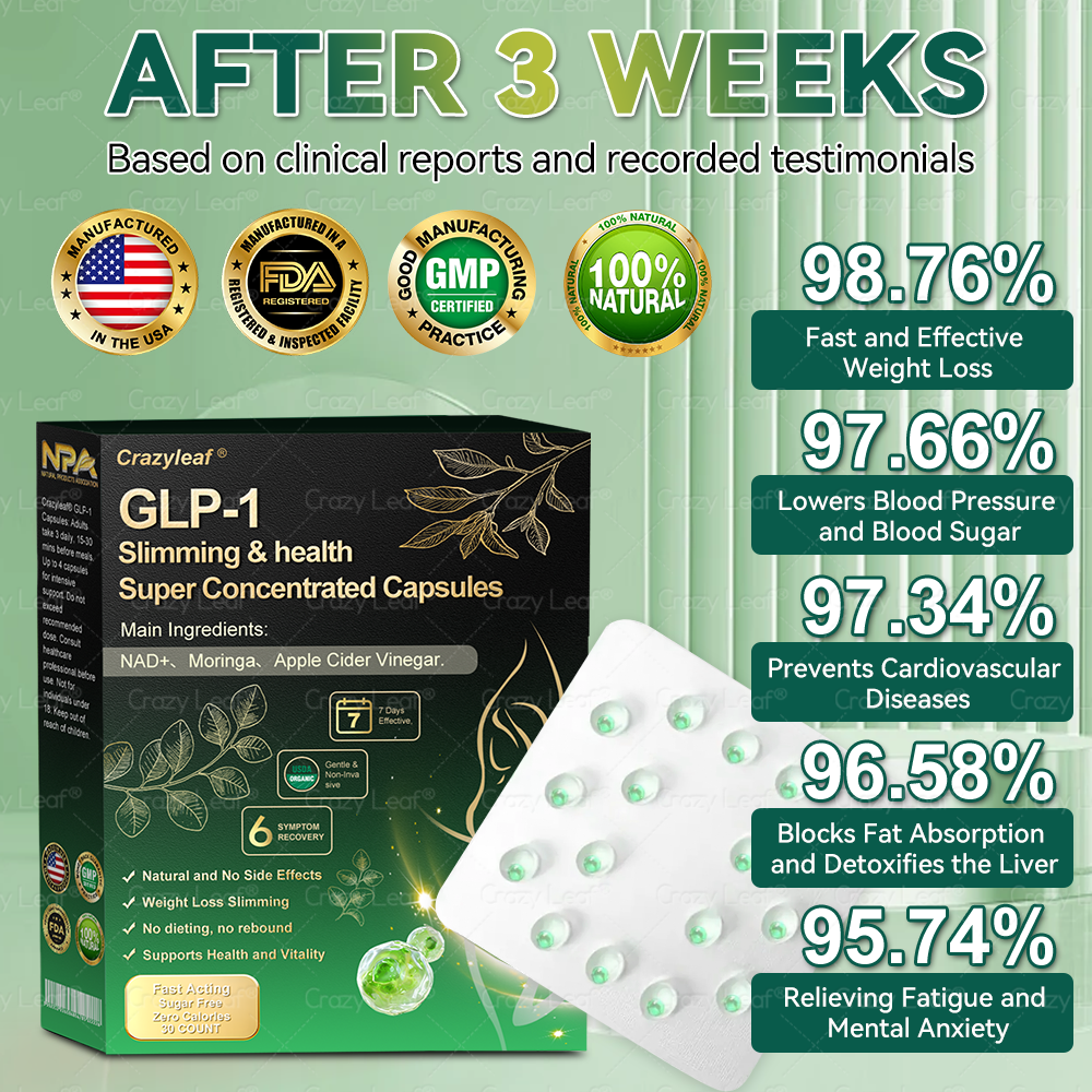 When used together with CrazyLeaf® GLP-1 Super Concentrated Capsules, the effect is boosted by up to 2 times! Purchase now and enjoy a limited-time 50% special discount, helping you achieve your weight loss and health goals faster!